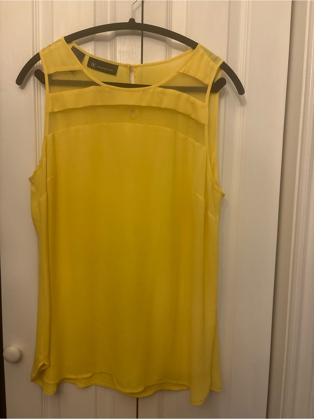 Inc International Concept Yellow  Sleeveless Sheer Top Blouse